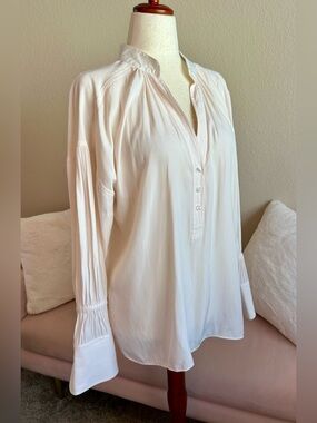 A.L.C. Paulina Blouse Mandarin Collar Cream Women’s Sz 6 $325 Billow Sleeve Top
